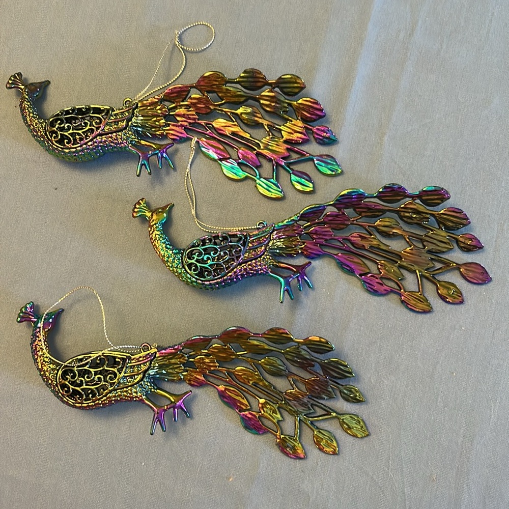 Gisela Graham Peacock Hanging Ornaments Decorations Lot of Three (3) - Picture 13 of 15